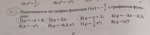 Пересекается ли график функции f(x) = - 5/x ч графиком функции :только нужно 1, 2 и 3