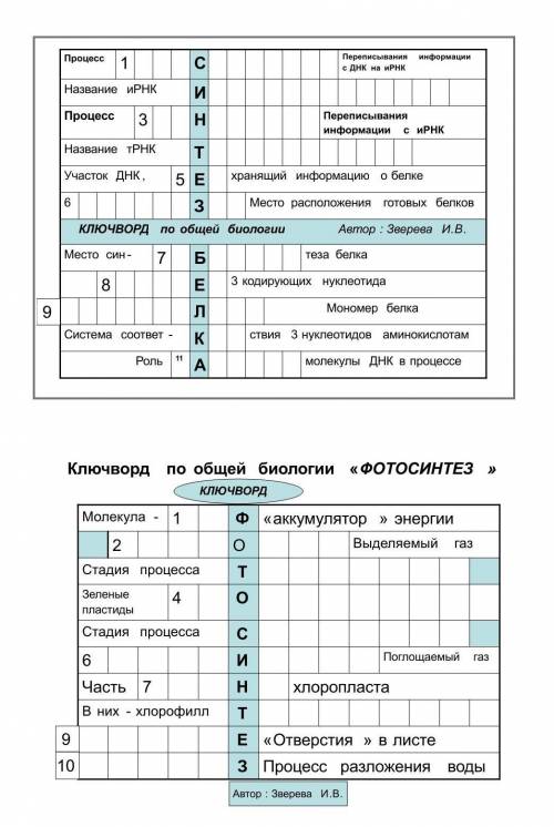 по биологии кросворд,9 класс