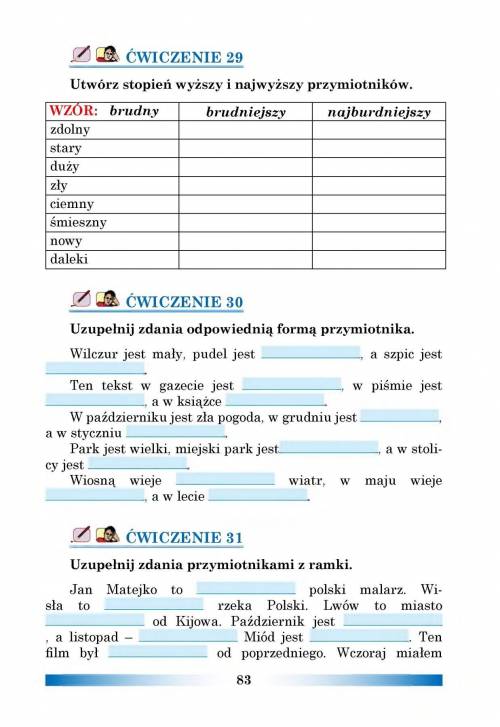Польский, 6 клас. последнее задание внизу. вправа 31. на второй фотке сверзу продолжение