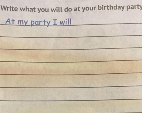 Write what you will do at your birthday party. At my party I will…. Потрібно написати твір з анлійсь