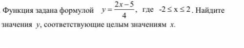 Функция задана формулой у  2х  5 , где -2  х  2 . Найдите 4 значения у, соответствующие целым зн