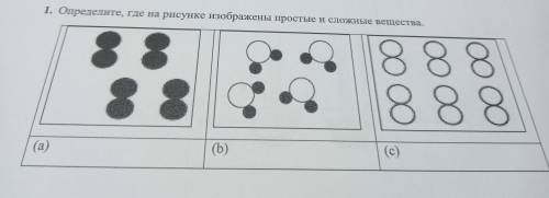 1. Определите, где на рисунке изображены простые и сложные вещества. (а) (b) (с)