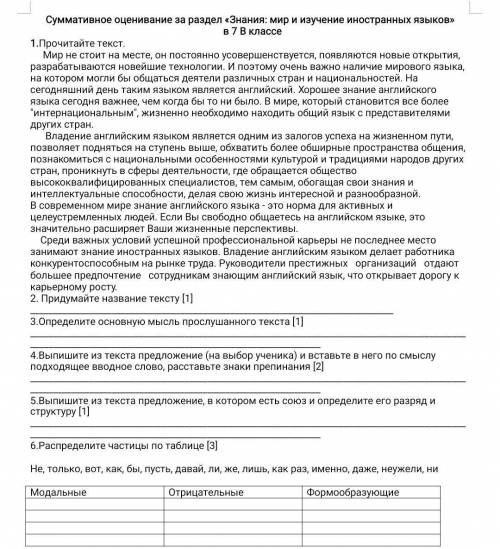 2. Придумайте название тексту [1] 3.Определите основную мысль прослушанного текста [1]4.Выпишите из