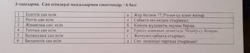 3-тапсырма. Сан есімдерді мысалдармен сәкестендiр. УМОЛЯЮ ЭТО СОР ПО КАЗАХСКОМУ (ЕСЛИ БУДЕТЕ ПИСАТЬ