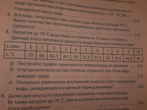 Нагретая до 70°C вода была оставлена на 10 минут остывать. Данные этого теплового процесса представл