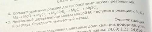 Mg - MgO - MgCl, Mg(OH), Mgo • 1. Неизвестный двухвалентный металл массой 60 г вступил в реакцию с 3