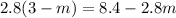 2.8(3 - m) = 8.4 - 2.8m