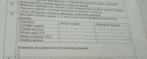 Заполните таблицу знаком + или - для прогнозирования возможности реакции с 4 и 3 заданием вас