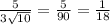 \frac{5}{3 \sqrt{10} } = \frac{5}{90} = \frac{1}{18}