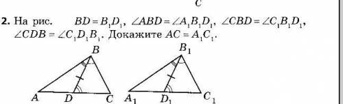 На рисунке BE=B1D1;уголABD=A1B1D1угол CBD=C1B1D1; угол CDB=C1D1B1докажите AC=A1C1