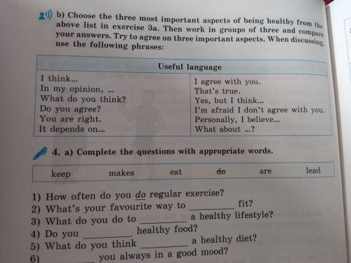 2) b) Choose the three most important aspects of being healthy from the above list in exercise 3a. T