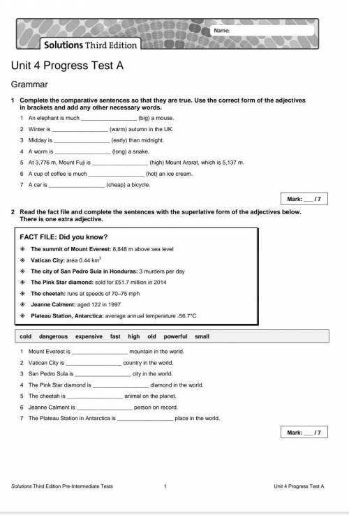 Solutions unit 4 (сделайте 2 exercise'а полностью )