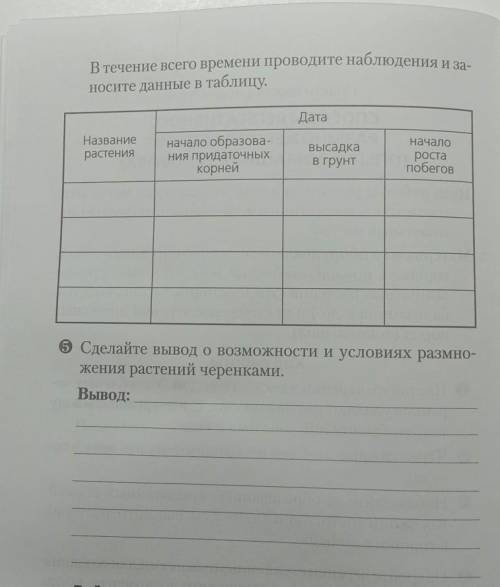 В течение всего времени проводить наблюдения и занести данные в таблицу