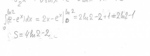 Найти площадь плоской фигуры, ограниченной линиями: y=e^x, y=e^(-x), y=2