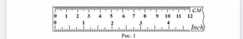 2. На рис. 1 показана лінійка, що має сантиметрову (см) та дюймову (Inch) шкалу. Користуючись тільки