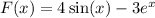 F(x) = 4 \sin(x) - 3 {e}^{x}