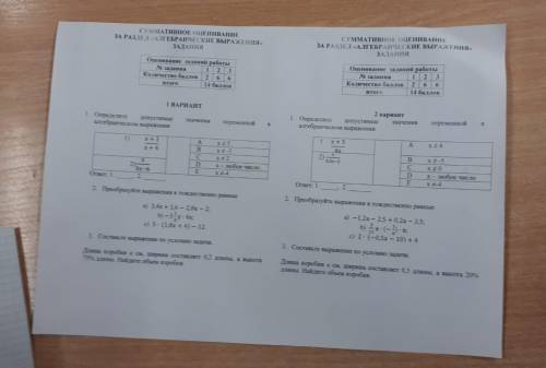 Матем 6 кл, сор 1 и 2 варианты