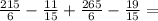 \frac{215}{6} - \frac{11}{15} + \frac{265}{6} - \frac{19}{15} =