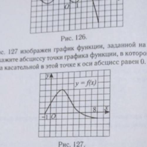 На рисунке 127 изображен график функции, заданной на промежутке [-1;8]. Укажите абсциссу точки графи