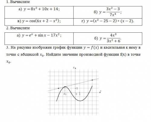 1. Вычислите а) =82+10+14 б) =32−373в) =cos(6+2−2) г) =(2−25−2)∗(−2).2. Вычислитeа) =+sin−172 б) =43