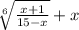 \sqrt[6]{ \frac{x + 1}{15 - x} } + x