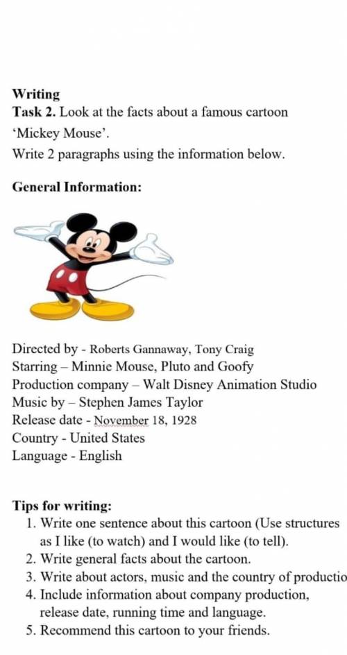 Look at the facts about famous cartoon Mickey Mous