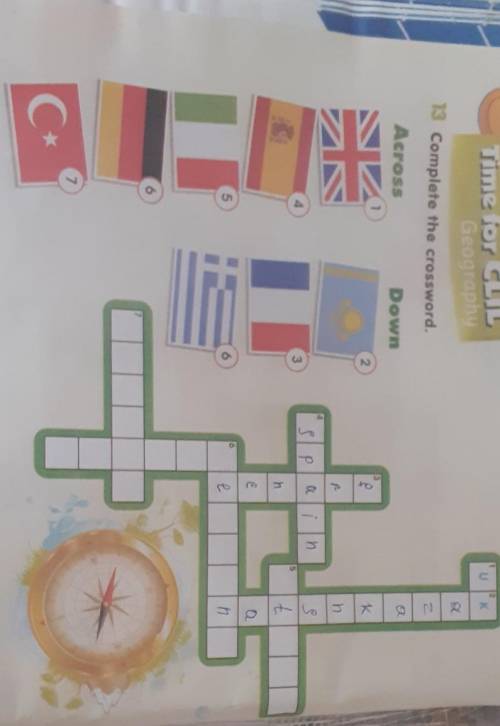 K Time for CLIL Geography 13 Complete the crossword. Across Down 1 7 C 16 1