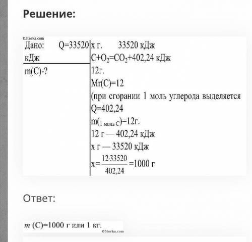 3. При горении угля выделилось 33520 кЖ, вычислите массу углерода в кислорода (при н.у.); укажите ти