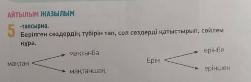 АЙТЫЛЫМ ЖАЗЫЛЫМ 5 -тапсырма. Берілген сөздердің түбірін тап, сол сөздерді қатыстырып, сөйлем құра. м