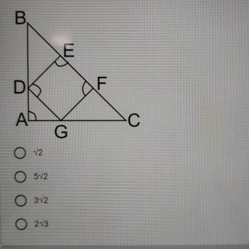 ABC-треугольник, AB=AC=3; DEFG-квадрат. Чему равно EF?Варианты ответа приложены к фото.