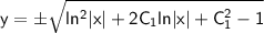 \sf \displaystyle y=\pm\sqrt{ln^2|x|+2C_1ln|x|+C_1^2-1}