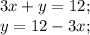 3x+ y = 12 ;\\y=12-3x;