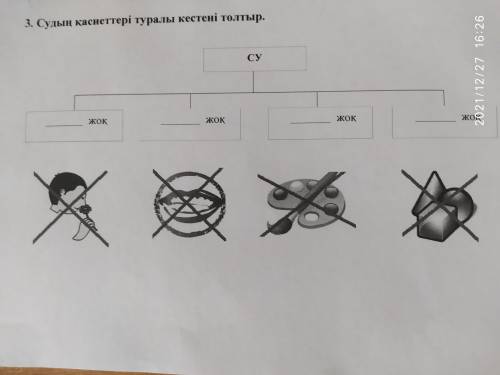 Судын касиеттери туралы кестени толтыр