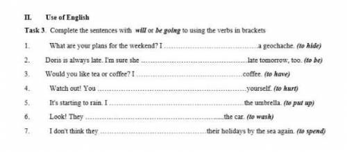 Complete the sentences with will or be going to using the verbs in brackets.