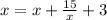 x=x+\displaystule \frac{15}{x}+3