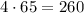 4 \cdot 65=260