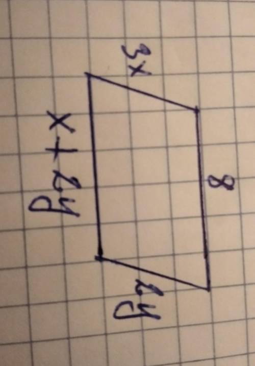 В параллелограмме ABCD найдите x и нужно .) a) 3;3 б) 3;4 с) 2;3 д) 4;2