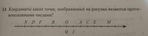 13 Координаты каких точек, изображенных на рисунке являются противоположными числами?