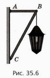 очень! Фонарь массой 20 кг (рис. 35.6) подвешен к столбу на кронштейне. Определите характер и модуль