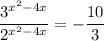 \dfrac{3^{x^2-4x}}{2^{x^2 - 4x}} =-\dfrac{10}{3}