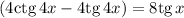 \left(4\mathrm{ctg}\,4x-4\mathrm{tg}\,4x\right)=8\mathrm{tg}\,x