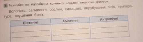 Розподіли по відповідних колонках наведені екологічні фактори. Вологість, запилення рослин, хижацтво