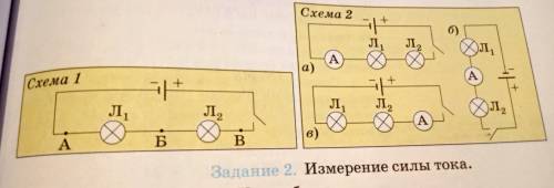 Задание 2. Измерение силы тока. Ход работы 1. Соберите цепь по схеме 1. 2. Разорвите цепь в точке А