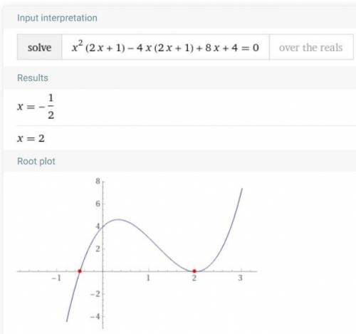 X2(2x + 1) - 4x (2x + 1) + 8x +4=0