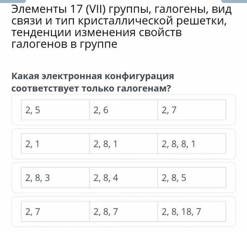 Какая электронная конфигурация соответствует только галогенам ?