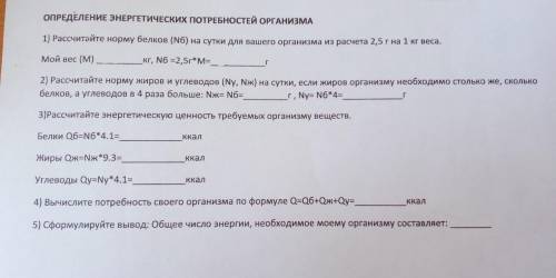 Определение энергетических потребностей организма !