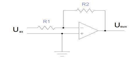На рисунке представлена схема инвертирующего усилителя. Приведите диапазон коэффициента усиления, ко