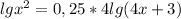 lgx^{2} =0,25*4lg(4x+3)