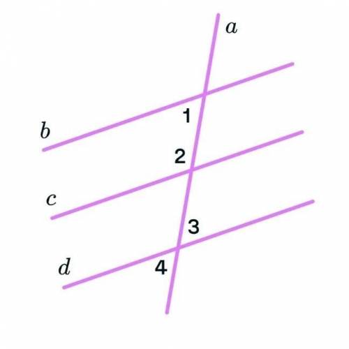 на рисунке угол 1 равен углу 3 и равен 46 градусов, а угол 2 равен 134 градуса. Определи какие из пр