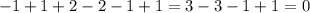 -1+1+2-2-1+1 = 3-3-1+1 = 0